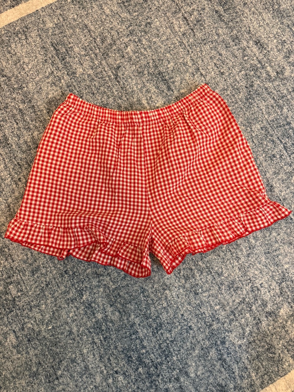 Red Gingham Ruffle Hem Shorts